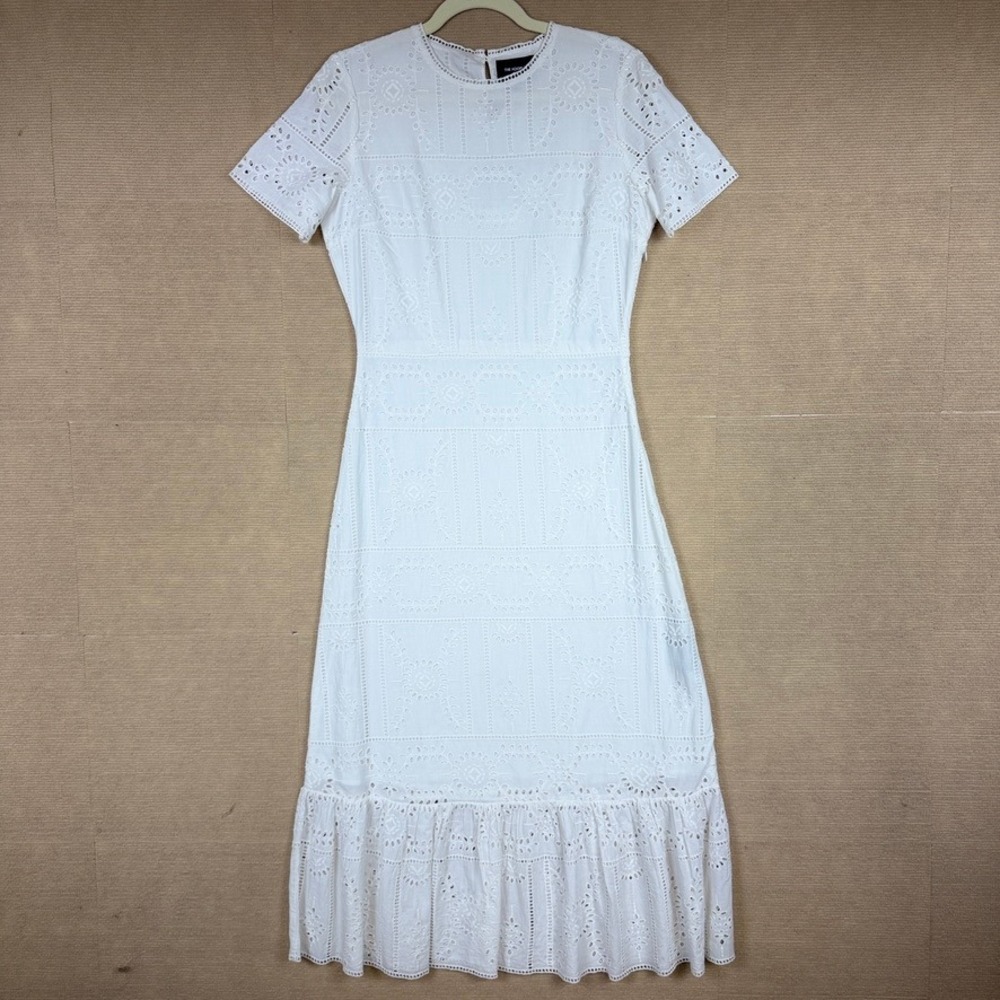 The Kooples White Eyelet Embroidery Midi Dress FR 2 FROB24254K New With Tags